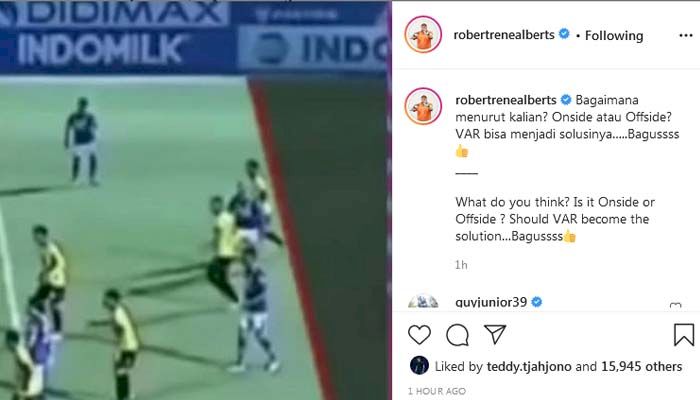 Bobotoh Serbu Instagram Robert Alberts Gara-gara Unggah Cuplikan Gol Rashid yang Dianulir